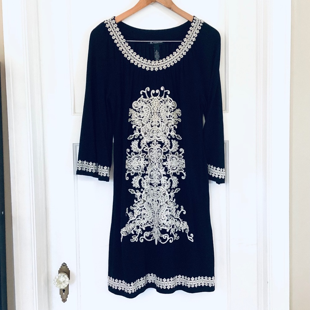 INC International Concepts women's Jersey Knit DRESS XL embroidered detail Lined